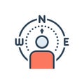 Color illustration icon for northern, direction and people Royalty Free Stock Photo