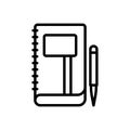 Black line icon for Notebook, sketchbook and notepad