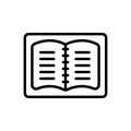 Black line icon for Notebook, student notes and editorial