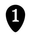 Icon number 1 in black pin point isolated on white, flat currency one coin money, first symbol with circle shape, 1st symbol for