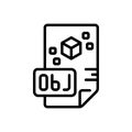 Black line icon for Obj, application and document