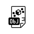 Black solid icon for Obj, application and document