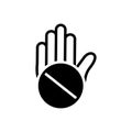 Black solid icon for Objection, convulsions and exception