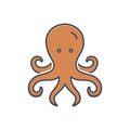 Color illustration icon for Octopus, devilfish and octopod