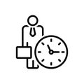 Black line icon for Office Clock, around the clock and time is running