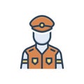 Color illustration icon for Officers, police and security