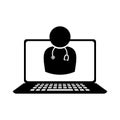 Icon online doctor, telemedicine or telehealth, virtual emergency medical consultation support, video visit with doctor