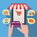 Icon online shop. sale Internet. flat style Royalty Free Stock Photo
