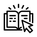 Icon of an open book with a cursor pointing to it pointer Royalty Free Stock Photo