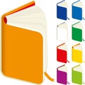 Icon of a open book in nine different colors