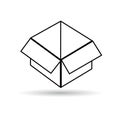 Icon open box outline black on white background Royalty Free Stock Photo