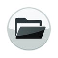 Icon of an open file folder within a round, glossy button Royalty Free Stock Photo