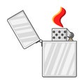 Icon open lighter with fire. Vector illustration on white background Royalty Free Stock Photo
