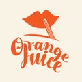 Icon for orange juice with lips and straw