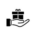 Black solid icon for For, delivery and offering Royalty Free Stock Photo