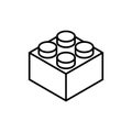 Icon outline building block on white background in isometric sty