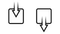 Icon output input, outline logo, arrow submit save data button
