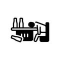 Black solid icon for Over, drunken and drink