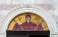 Icon over the gate of the church in Budva, Montenegro. The image of the Orthodox saint on facade