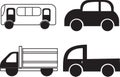 icon pack of black and white transportation means Royalty Free Stock Photo