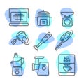 The icon pack kitchen line of tools on white background