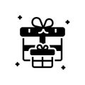 Black solid icon for Pack, parcel and gift Royalty Free Stock Photo