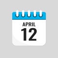 Icon page calendar day - 12 April