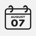 Icon page calendar day - 7 August Royalty Free Stock Photo