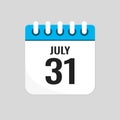 Icon page calendar day - 31 July