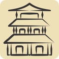 Icon Pagoda. related to Chinese New Year symbol. hand drawn style. simple design editable. simple illustration