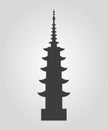 Icon of pagoda silhouette on the white background.