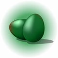 Icon.A pair of eggs with a green tint.Easter.