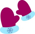 An icon of a pair of warm mittens in a cartoon style,
