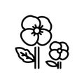 Black line icon for Pansy, ladylike and florist