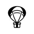 Black solid icon for Parachute, airdrop and transport