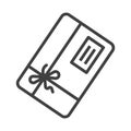 Icon of a parcel in a wrapped large envelope. A simple linear image of a mail item in a large envelope wrapped in rope.