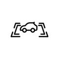 Black line icon for Parking Sensor, camera and vehicle