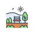 Color illustration icon for Parks, garden and lawn