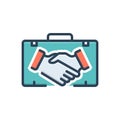 Color illustration icon for Partner, briefcase and business