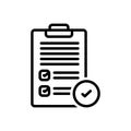 Black line icon for Passed, departed and document