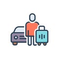 Color illustration icon for Passenger, traveler and wayfaring