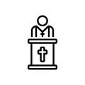 Black line icon for Pastor, priest and father