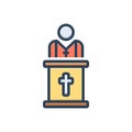 Color illustration icon for Pastor, priest and catholic