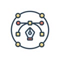 Color illustration icon for Path, anchor and point