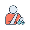 Color illustration icon for Patient, sick person and sufferer