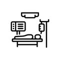 Black line icon for Patient, treatment and bed