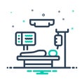 Mix icon for Patient, treatment and bed Royalty Free Stock Photo