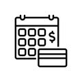 Black line icon for Payday, paycheck and income
