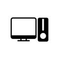 Black solid icon for Pc, computer and screen Royalty Free Stock Photo