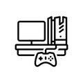 Black line icon for Pc Game, multiplayer and electronic